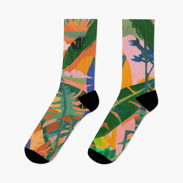 Item preview, Colorful tropical jungle retro screen print  designed and sold by ParrotPartyArt.