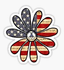 Flower Power American Flag Sticker