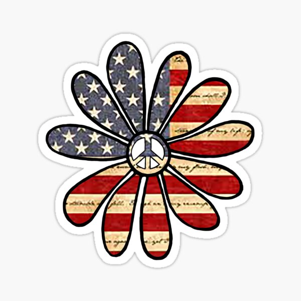 Flower Power American Flag Sticker