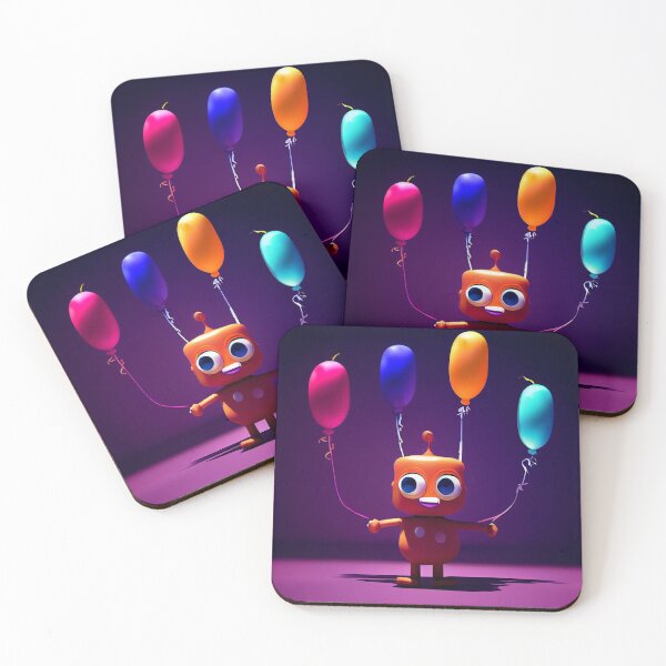Item preview, Cute bot holding baloons celebrating a birthday designed and sold by Elflena.
