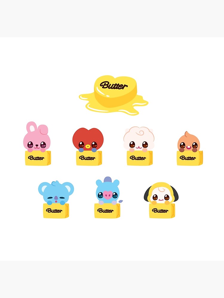 Cojín «Chibi Kpop Clipart, Butter BTS Character, Kawaii Fanart, Butter