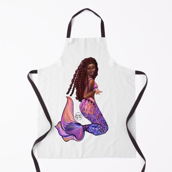 Item preview, mermaid with flowing red locs #2, Afro hair and caramel brown skin. Black mermaid designed and sold by Artonmytee.