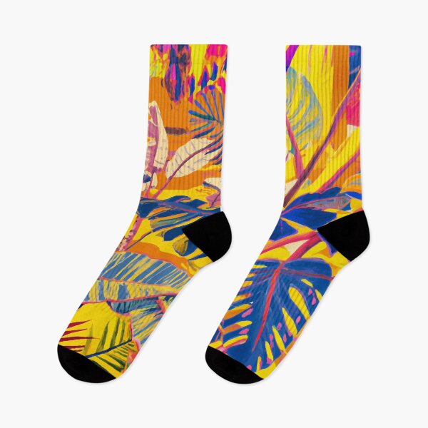 Item preview, Tropical sunset in the jungle retro colorful screen print  designed and sold by ParrotPartyArt.