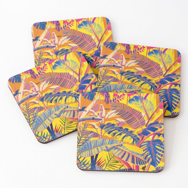 Item preview, Tropical sunset in the jungle retro colorful screen print  designed and sold by ParrotPartyArt.