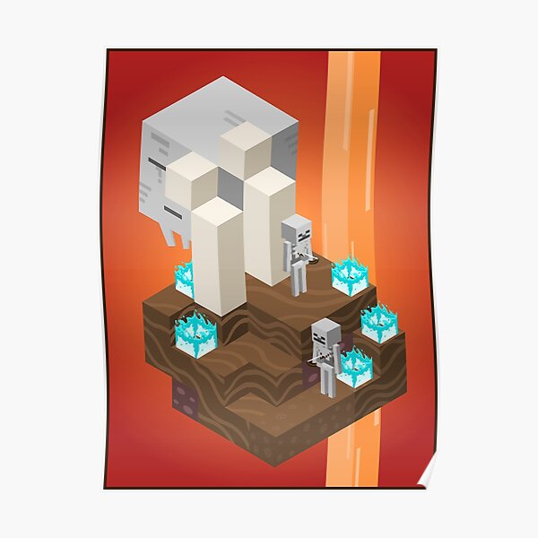 "Cute ghast and skeletons nether minecraft" Poster for Sale by