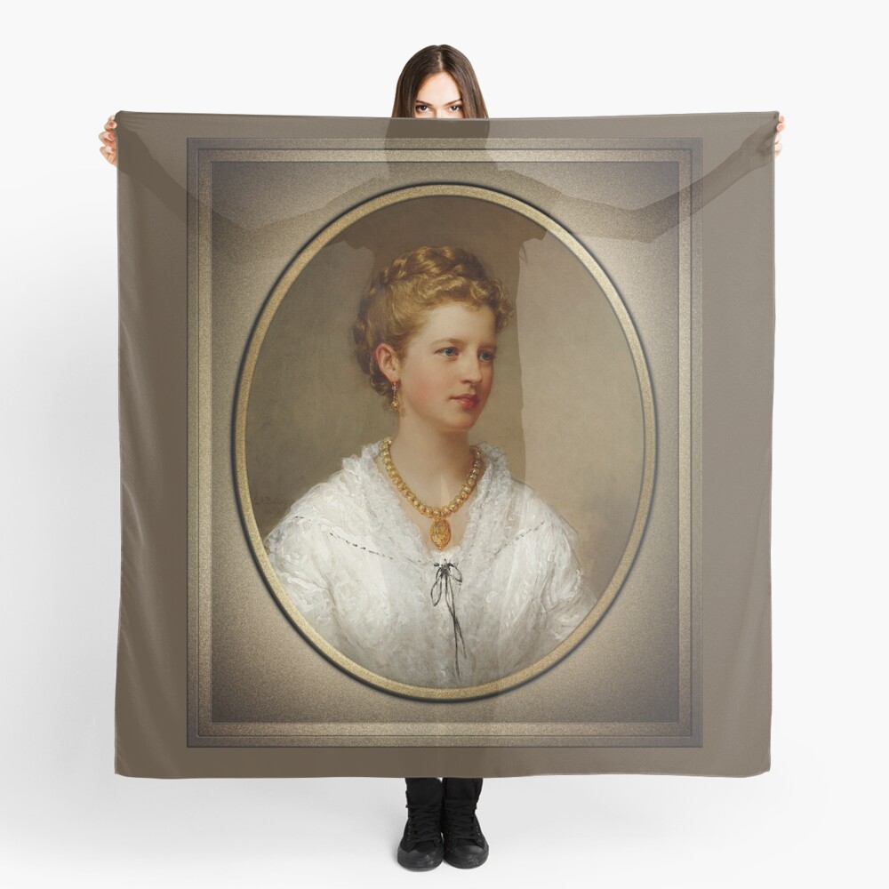 Portrait of a Lady by George Augustus Baker Jr Remastered Xzendor7 Classical Art Old Masters Reproductions Scarf