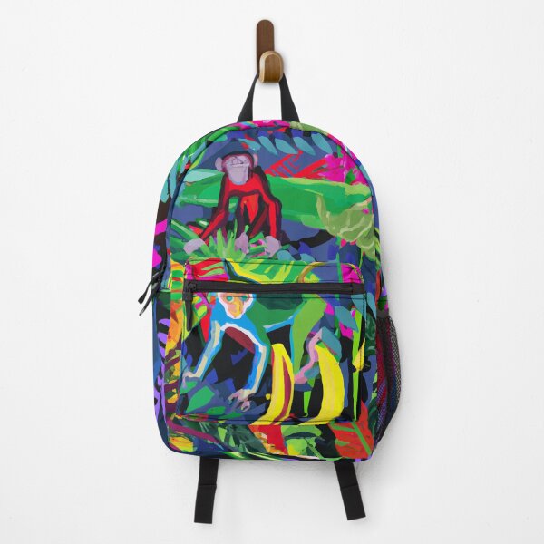 Item preview, Tropical jungle monkeys colorful retro - screen print style designed and sold by ParrotPartyArt.