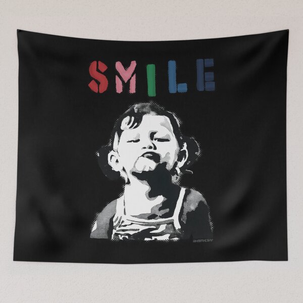 Item preview, Banksy graffiti Quote SMILE with girl not smiling Girl Power resistance HD HIGH QUALITY ONLINE STORE designed and sold by codiconxe.