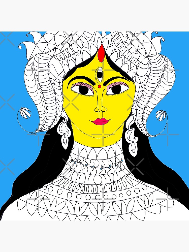 Durga face art | Durga face drawing | Gallery of Gods