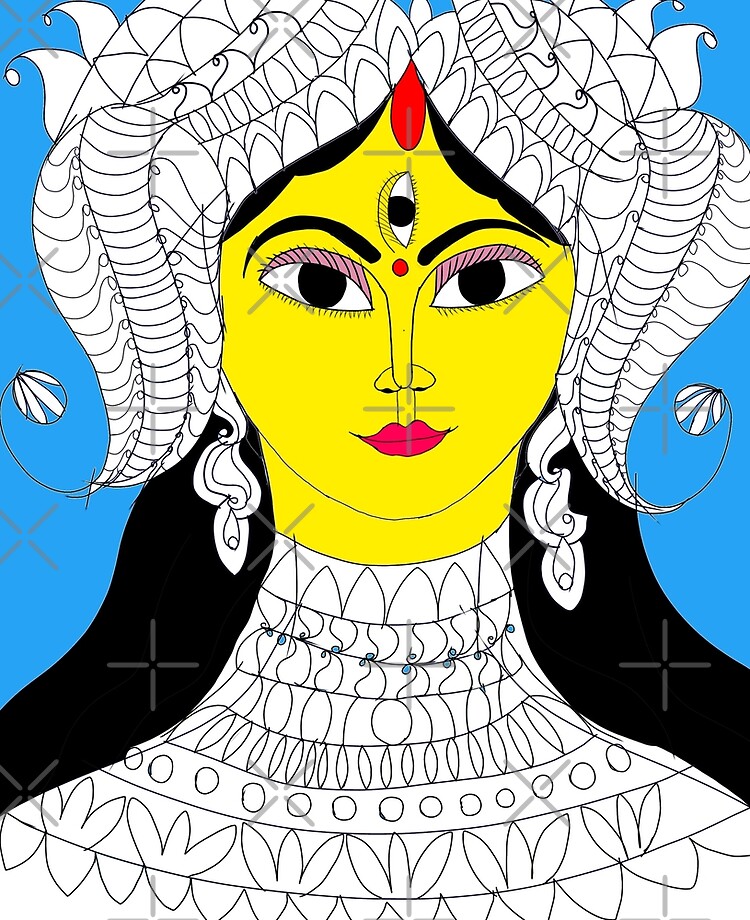 Easy Maa Durga Face Drawing | How to Draw Goddess Durga Maa Step by Step |  Easy mandala drawing, Durga painting, Book art
