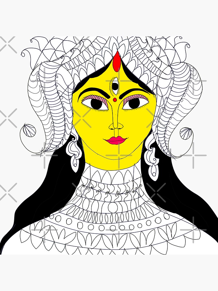 How to Draw Maa Durga Face with Colour Pencils, Durga Maa Face Drawing with  Colour Pencils | Boho art drawings, Book art drawings, Indian art paintings