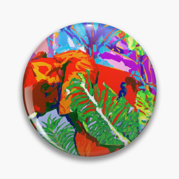 Item preview, colorful tropical jungle elephant retro modern screen print designed and sold by ParrotPartyArt.