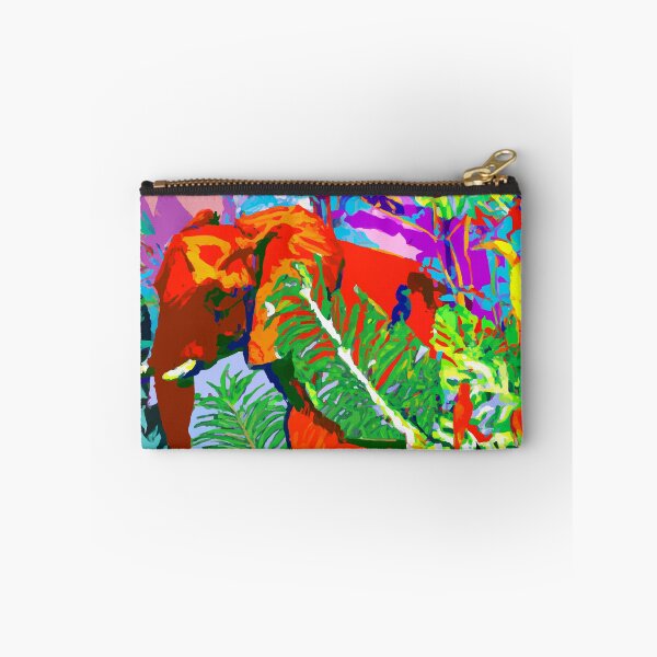 Item preview, colorful tropical jungle elephant retro modern screen print designed and sold by ParrotPartyArt.