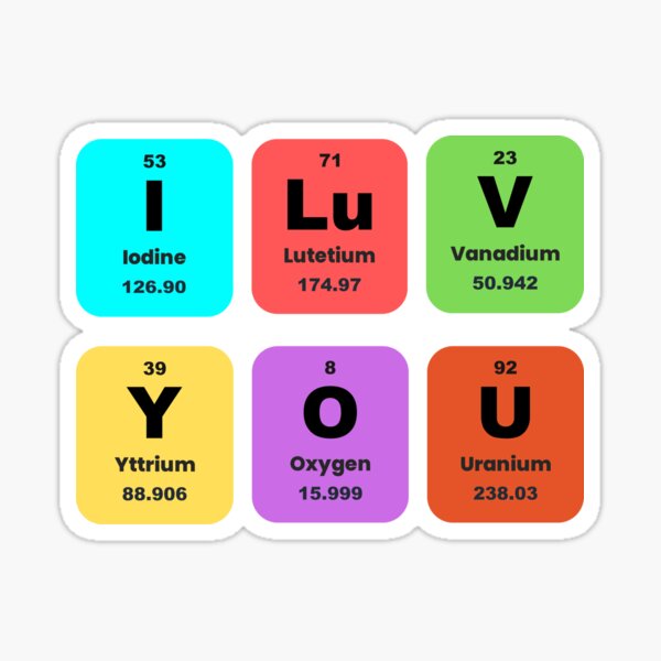 I Lv U [I Love You Chemical Elements] Car Magnet 2