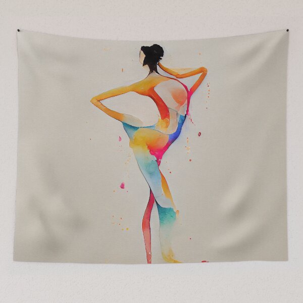 Item preview, Watercolor dance and yoga illustration designed and sold by artofbelletz.