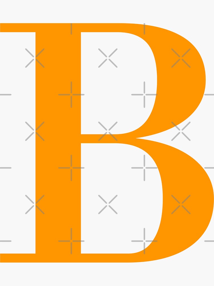 "Orange Serif B" Sticker By Mynameisliana | Redbubble