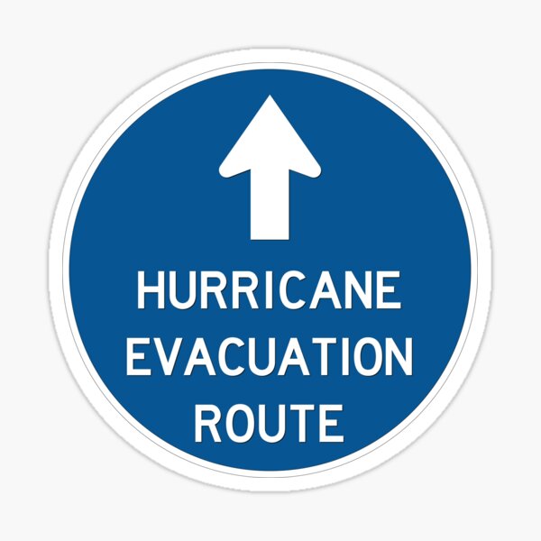 Hurricane Evacuation Route Sign Sticker