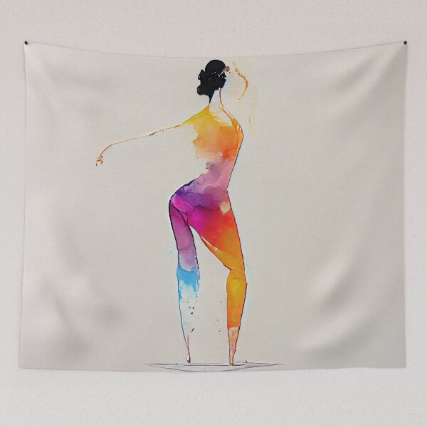 Item preview, Watercolor dance and yoga illustration designed and sold by artofbelletz.