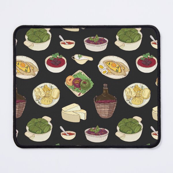 Item preview, Assorted Georgian Food Pattern - Khachapuri, Khinkali, Badrijani, Dolma, Kharcho, Wine and Cheese designed and sold by Alicia Chee.