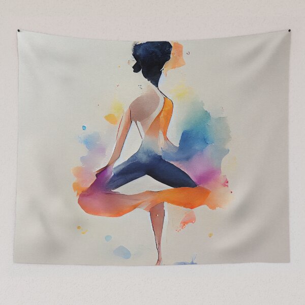 Item preview, Watercolor dance and yoga illustration designed and sold by artofbelletz.
