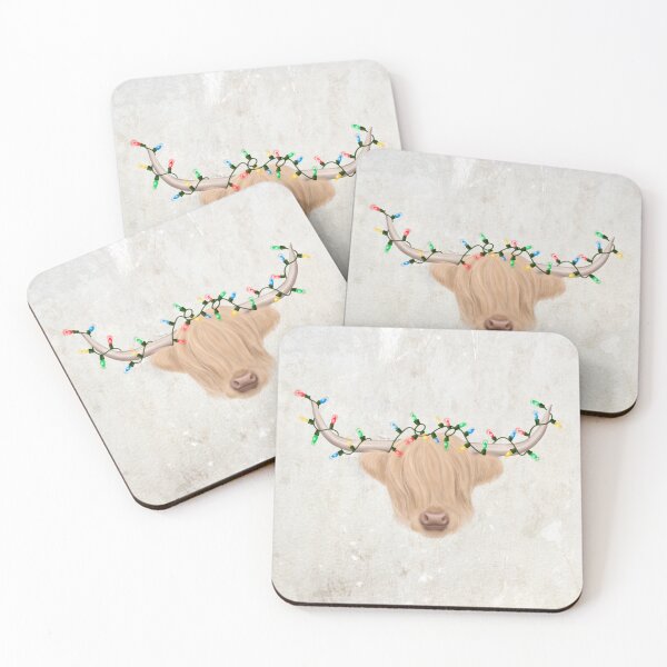Item preview, Scottish Highland Cow with Lights on Horns designed and sold by OryPhotography.