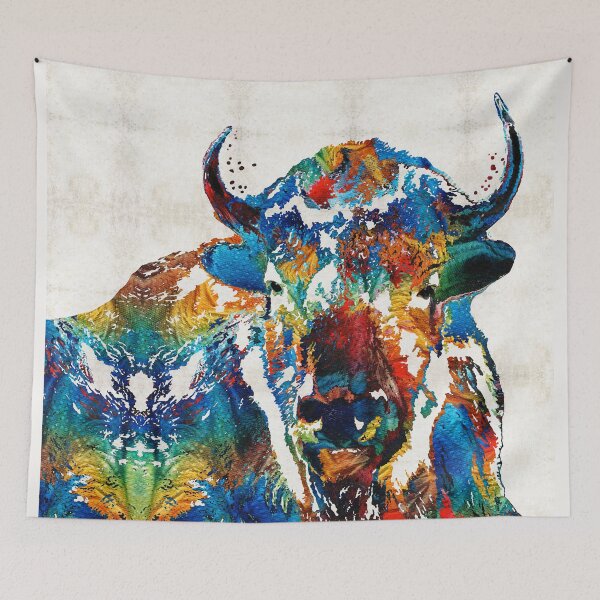 Item preview, Colorful Animal Art Sacred Buffalo 2 designed and sold by Sharon Cummings Art.