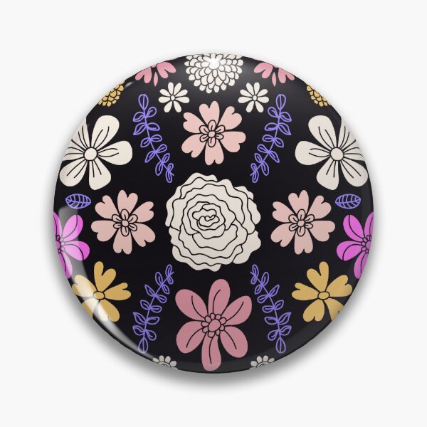 Item preview, Flowers pattern on black background designed and sold by IlustraDeni.