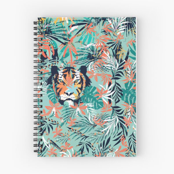 Item preview, Tropical jungle tiger retro colorful screen print style designed and sold by ParrotPartyArt.