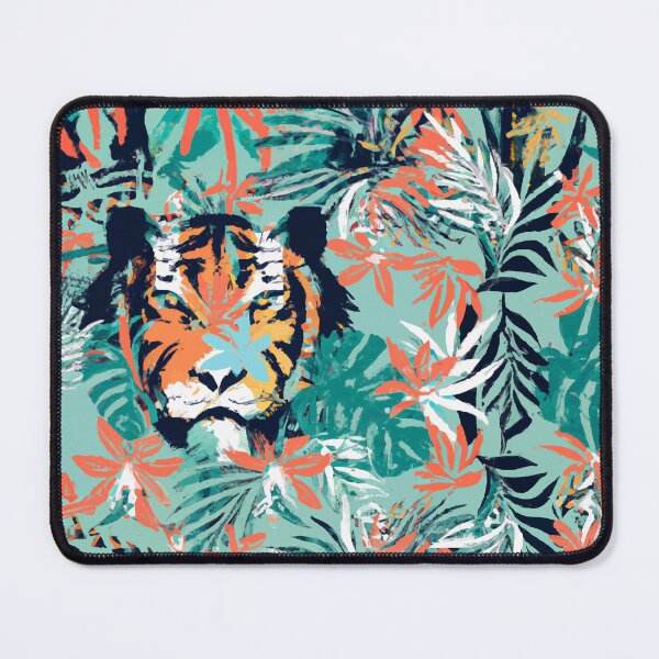 Item preview, Tropical jungle tiger retro colorful screen print style designed and sold by ParrotPartyArt.