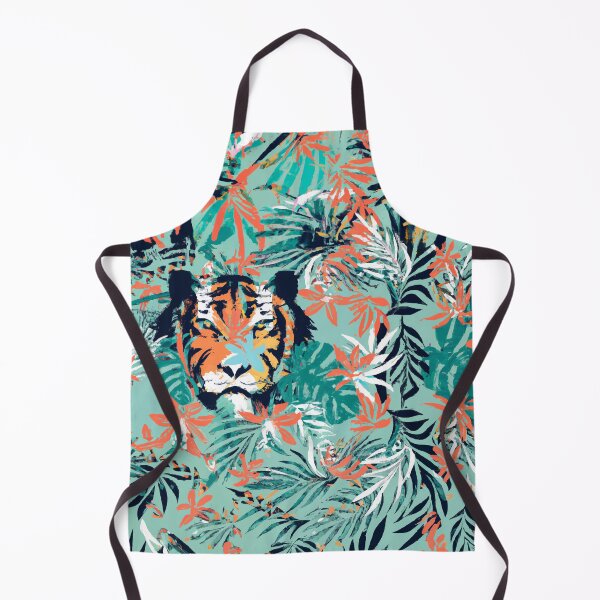 Item preview, Tropical jungle tiger retro colorful screen print style designed and sold by ParrotPartyArt.