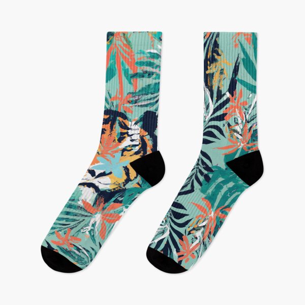 Item preview, Tropical jungle tiger retro colorful screen print style designed and sold by ParrotPartyArt.