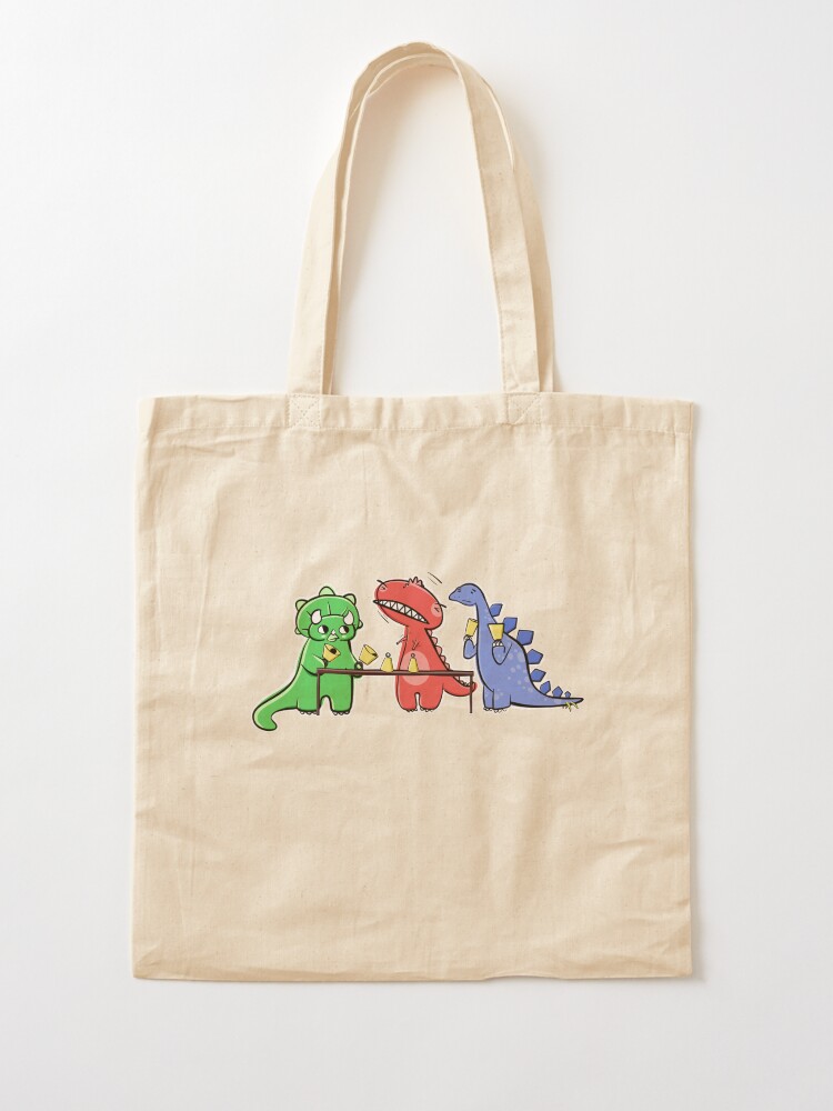 Cute Dinosaur Canvas Tote Bag – Reusable Grocery Shopping Bag, Aesthetic Medium Tote For Women, Friends & Classmates (Multicolor, 13.8x16.5 In)