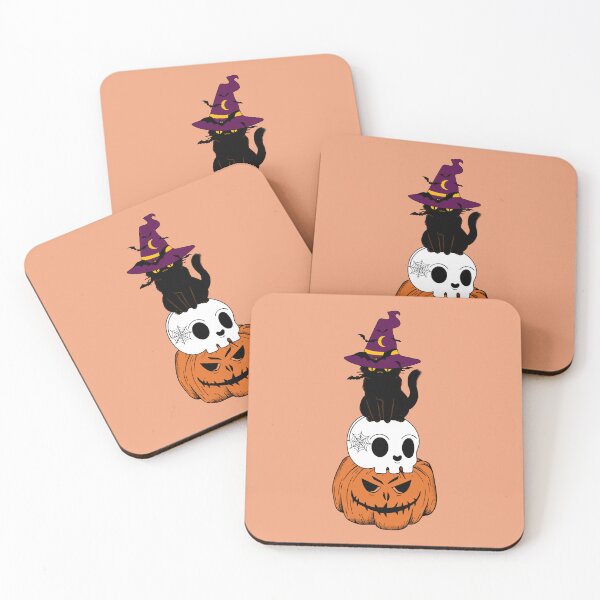 Item preview, Halloween Vibes Cat Skull and Pumpkin Head designed and sold by humnoo.