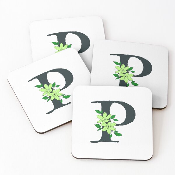 Item preview, Green floral P monogram designed and sold by Coffee Lifestyle.