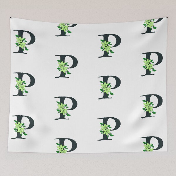 Item preview, Green floral P monogram designed and sold by Coffee Lifestyle.