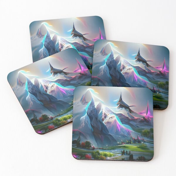 Item preview, AI Generated Art, Fantasy Mountains Holographic  designed and sold by ACC .