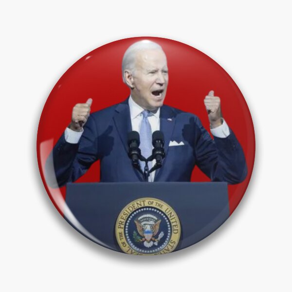 Item preview, Biden Podium Shouting Fists Up Sticker Politics Funny designed and sold by SandblockBass.