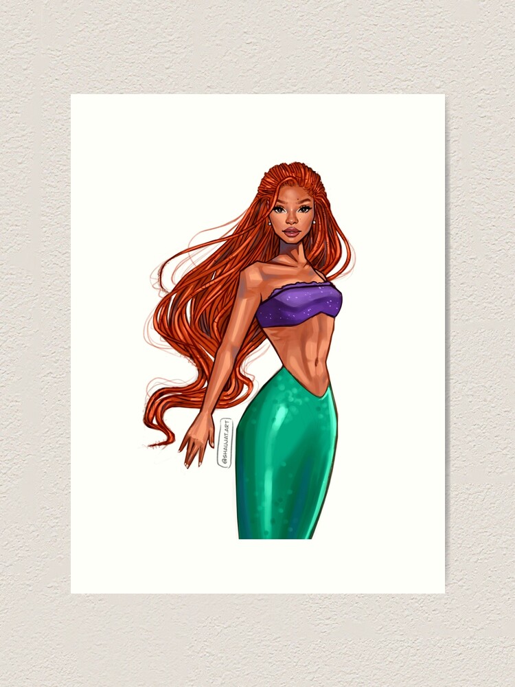 Arial mermaid drawing illustration Hailey  Art Print for Sale by Shaujat