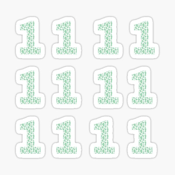 "Bumper Pack of Green and White Number 1 Animal Print Pattern, Magnet