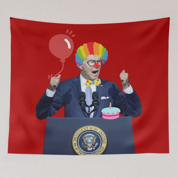 Item preview, Biden Clown Podium Shouting Fists Up Sticker designed and sold by SandblockBass.
