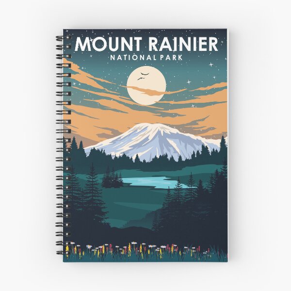 Item preview, Mount Rainier National Park Vintage Minimal Retro Travel Poster at Night designed and sold by Stadify.