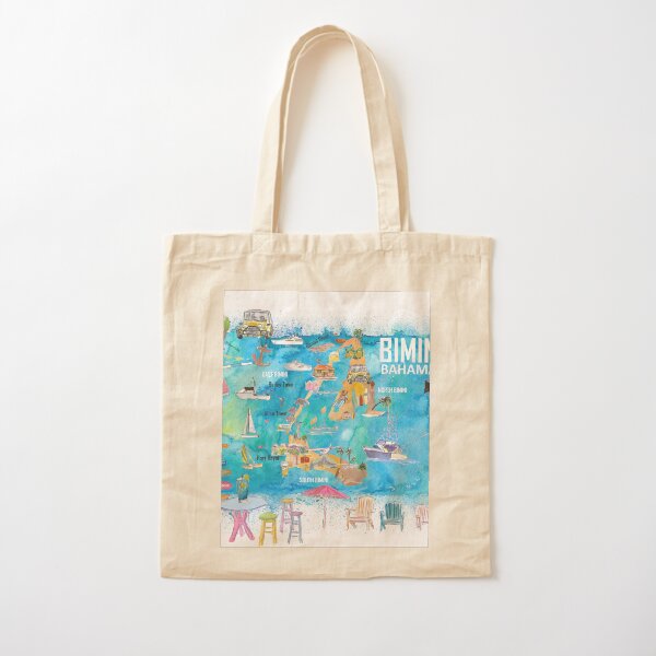 Item preview, Bimini Bahamas Illustrated Map with Island Tourist Highlights designed and sold by artshop77.