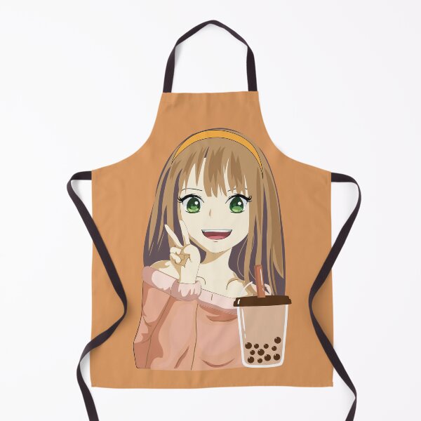 Item preview, Anime Girl With Yellow Headband And Her Boba Drink: Peace! designed and sold by tmdaliggr.