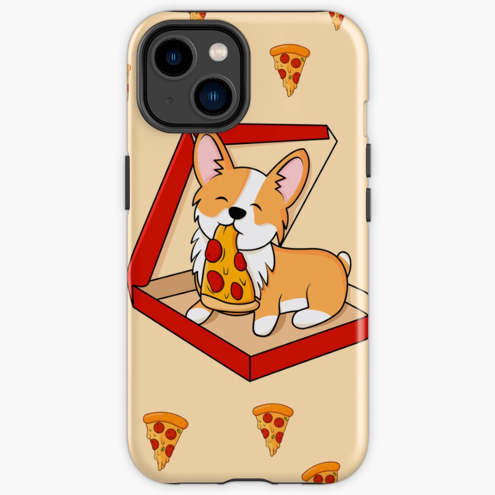Corgi eats pizza iPhone Case
