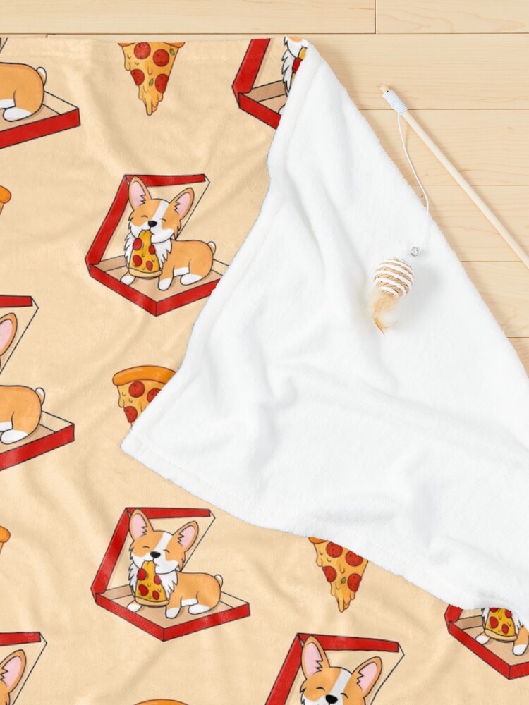 Alternate view of Corgi eats pizza Pet Blanket