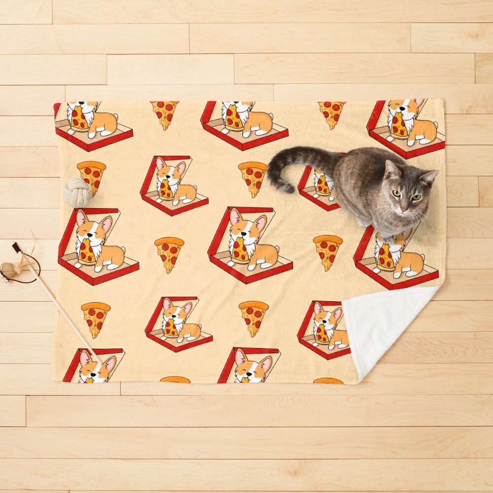 Corgi eats pizza Pet Blanket
