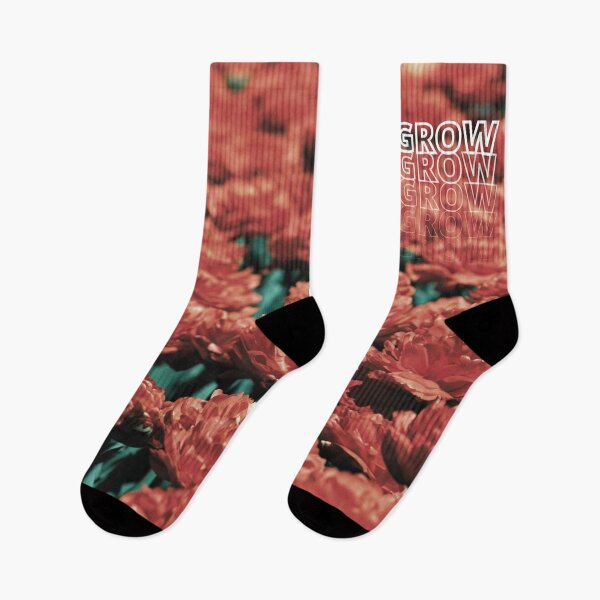 Item preview, GROW (above) - Red Orange Vintage Vibe Field of Flowers designed and sold by AliceSLee.