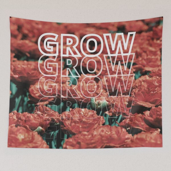 Item preview, GROW (above) - Red Orange Vintage Vibe Field of Flowers designed and sold by AliceSLee.