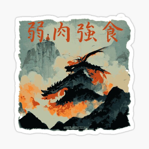 "The weak are meat; the strong eat written in Kanji Japanese " Sticker