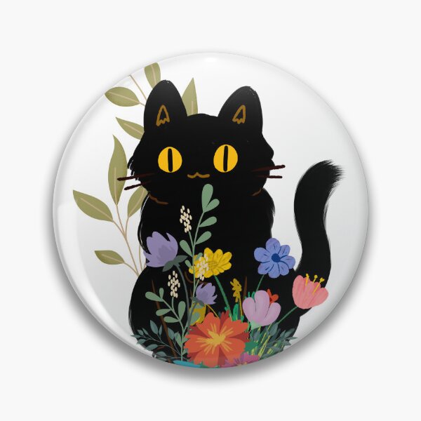 Item preview, Black cat with flowers designed and sold by Pattern King.